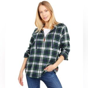 L.L Bean zip up plaid flannel hoodie | size large
